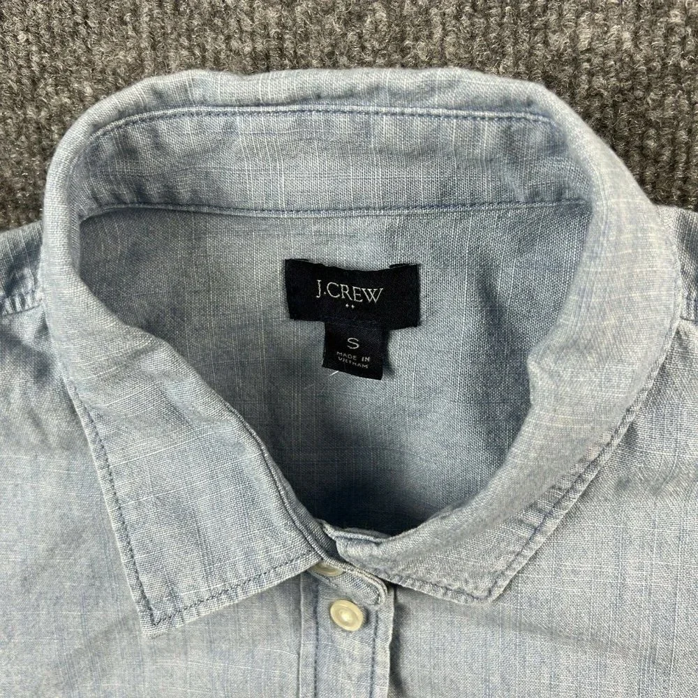 J.Crew Small Womens Top Button Down Chambray Long Sleeve Blouse - Picture 3 of 12